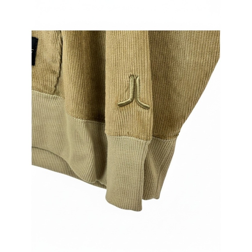 WeSC Mens Corduroy Hoodie Khaki Tan Pullover Sweatshirt XL Pocket Streetwear - Picture 6 of 7